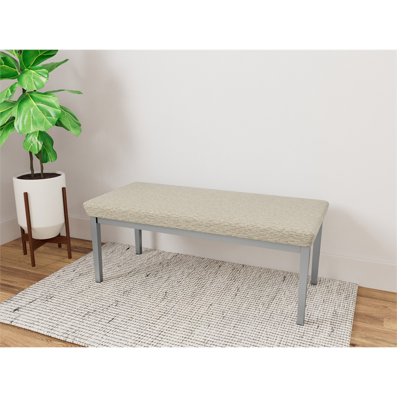 Lesro Industries Steel Waiting Reception 2 Seat Bench Steel Frame in Brown