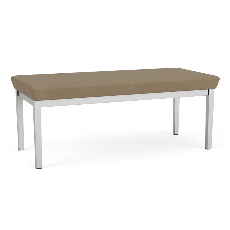 Lesro Industries Steel Waiting Reception 2 Seat Bench Steel Frame in Brown