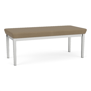 Lesro Industries Steel Waiting Reception 2 Seat Bench Steel Frame in Brown