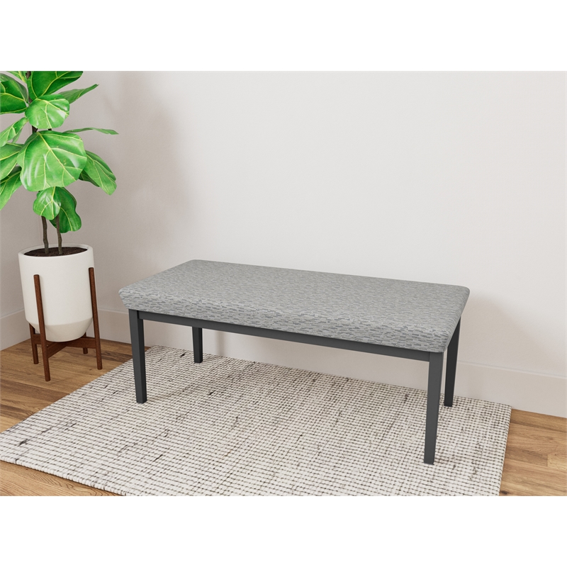 Lesro Industries Steel Waiting Reception 2 Seat Bench Steel Frame in Gray