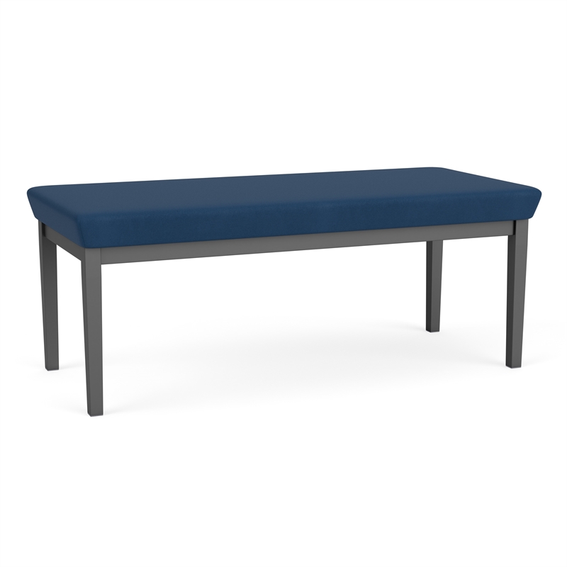 Lesro Industries Steel Waiting Reception 2 Seat Bench Steel Frame in Blue