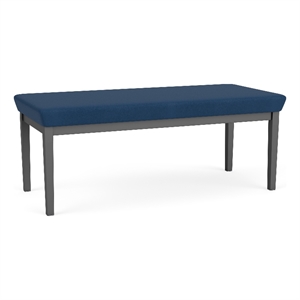 Lesro Industries Steel Waiting Reception 2 Seat Bench Steel Frame in Blue