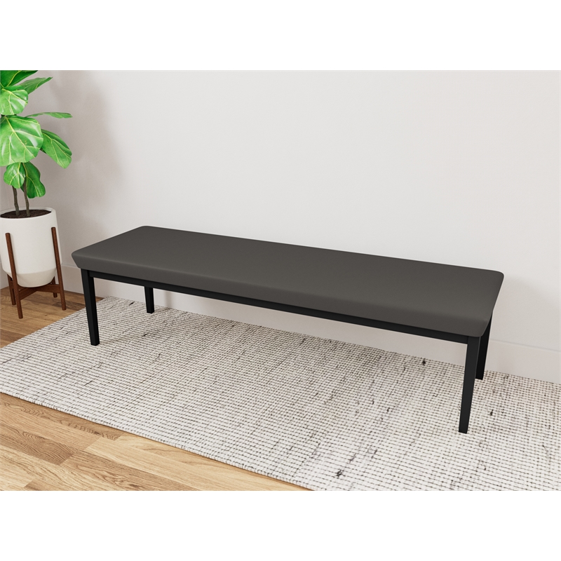 Lesro Industries Steel Waiting Reception 3 Seat Bench Steel Frame in Gray