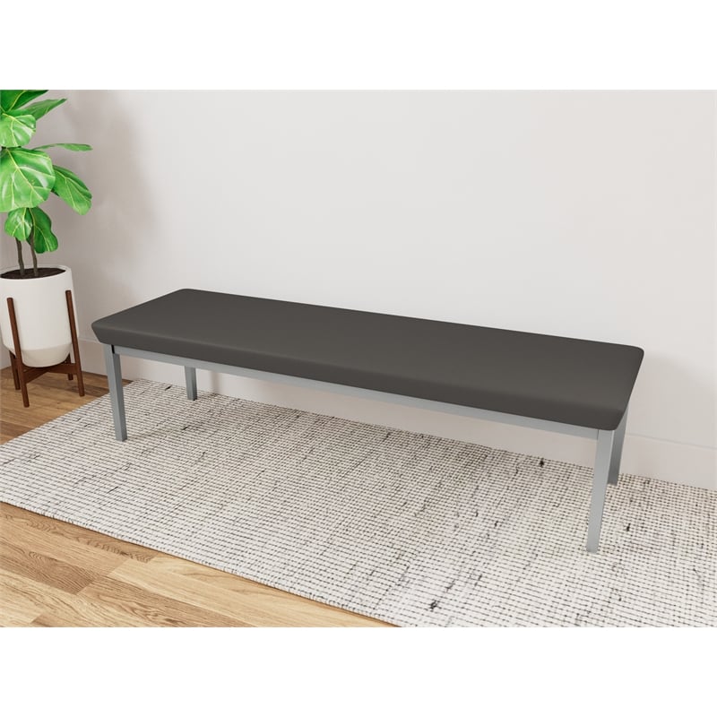 Lesro Industries Steel Waiting Reception 3 Seat Bench Steel Frame in Gray