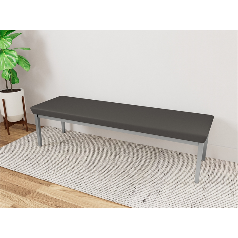 Lesro Industries Steel Waiting Reception 3 Seat Bench Steel Frame in Gray
