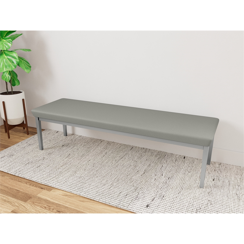 Lesro Industries Steel Waiting Reception 3 Seat Bench Steel Frame in Gray