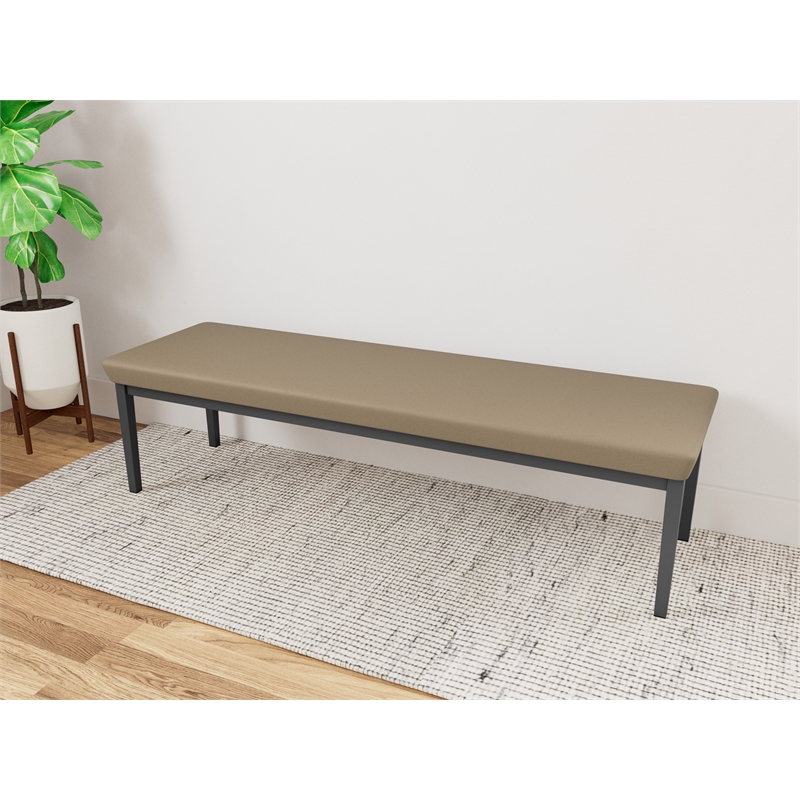 Lesro Industries Steel Waiting Reception 3 Seat Bench Steel Frame in Brown