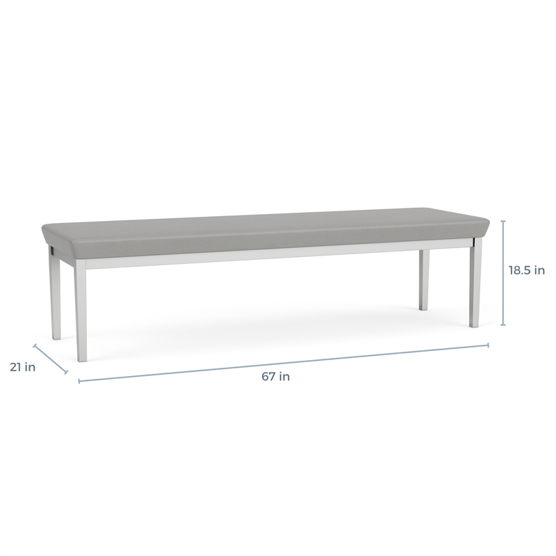 Lesro Industries Steel Waiting Reception 3 Seat Bench Steel Frame in Brown