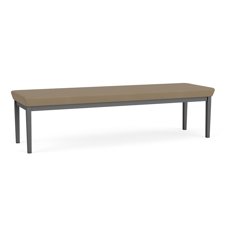 Lesro Industries Steel Waiting Reception 3 Seat Bench Steel Frame in Brown