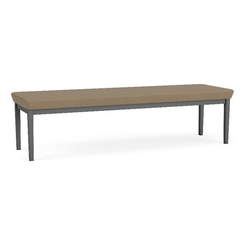 Lesro Industries Steel Waiting Reception 3 Seat Bench Steel Frame in Brown
