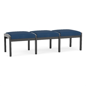 Lesro Industries Wood Waiting Reception 3 Seat Bench Wood Frame in Blue