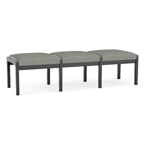 Lesro Industries Wood Waiting Reception 3 Seat Bench Wood Frame in Gray