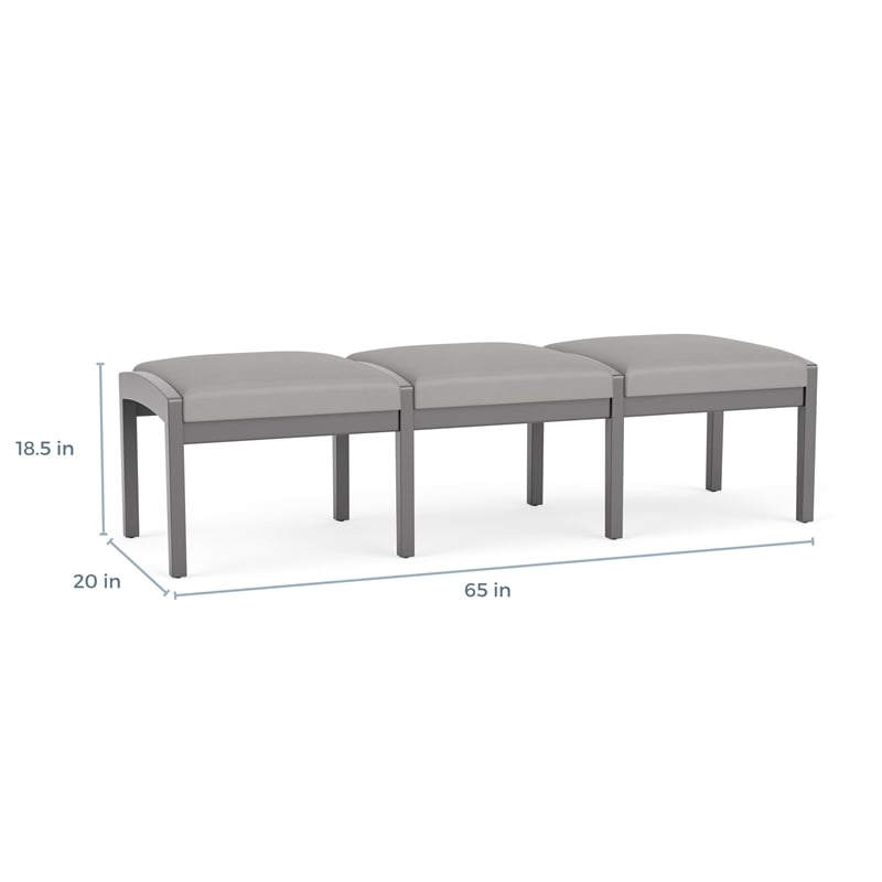 Lesro Industries Wood Waiting Reception 3 Seat Bench Wood Frame in Blue