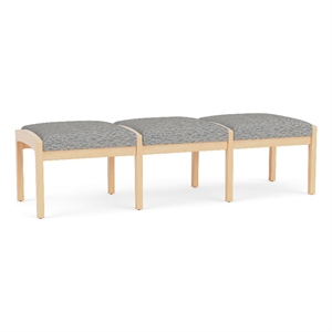 Lesro Industries Wood Waiting Reception 3 Seat Bench Wood Frame in Gray