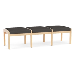 Lesro Industries Wood Waiting Reception 3 Seat Bench Wood Frame in Gray