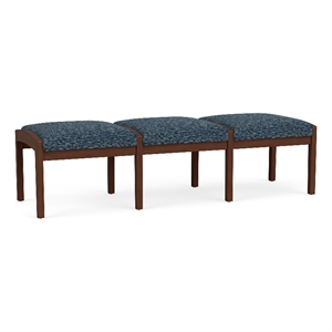 Lesro Industries Wood Waiting Reception 3 Seat Bench Wood Frame in Blue