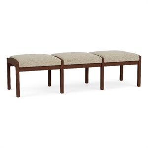 Lesro Industries Wood Waiting Reception 3 Seat Bench Wood Frame in Brown