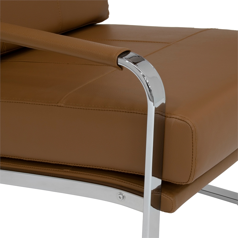 Studio Designs Home Allure Blended Leather Accent Arm Chair in Caramel Brown