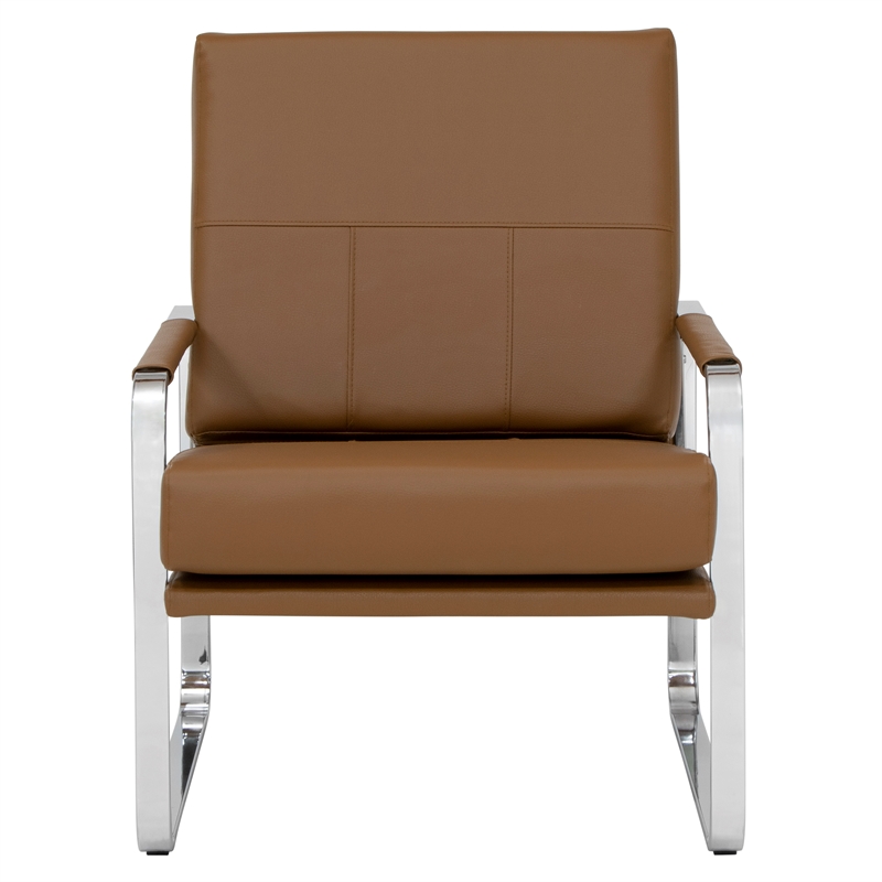 Studio Designs Home Allure Blended Leather Accent Arm Chair in Caramel Brown