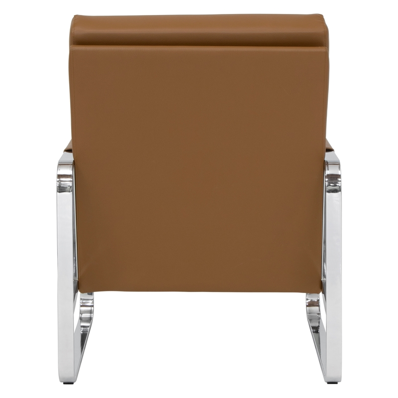 Studio Designs Home Allure Blended Leather Accent Arm Chair in Caramel Brown