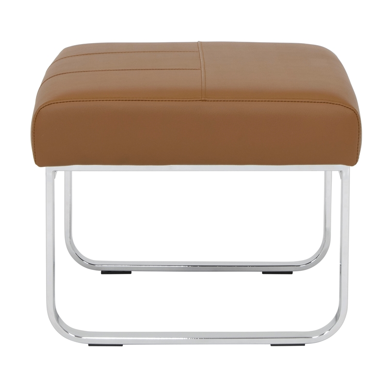 Studio Designs Home Allure Blended Leather Ottoman in Caramel Brown