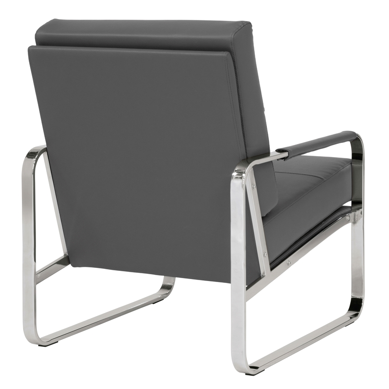 Studio Designs Home Allure Blended Leather Accent Arm Chair in Smoke Gray