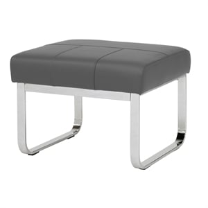 Studio Designs Home Allure Blended Leather Ottoman in Smoke Gray