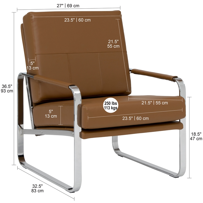 Studio Designs Home Allure 2-Piece Accent Chair and Ottoman Set in Caramel Brown