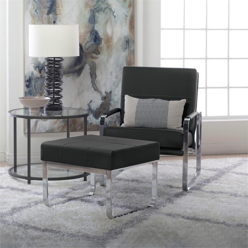 Studio Designs Home Allure Blended Leather Accent Arm Chair in Black
