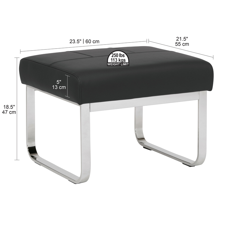 Studio Designs Home Allure Blended Leather Ottoman in Black