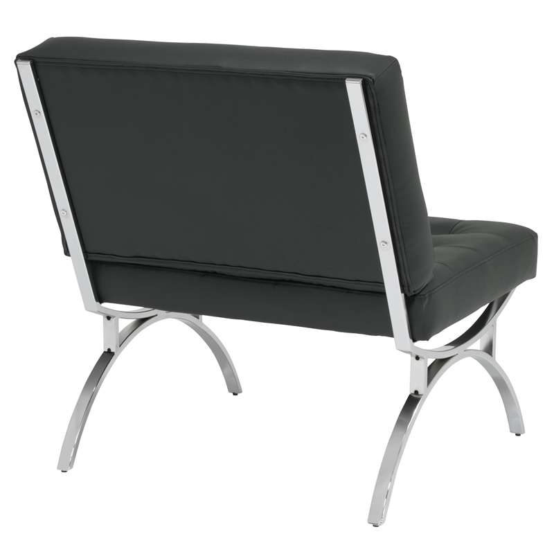 Studio Designs Home Newel Accent Chair Blended Leather and Chrome Frame / Black