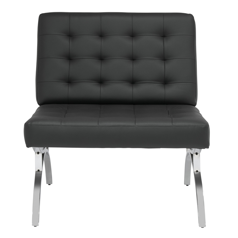 Studio Designs Home Newel Accent Chair Blended Leather and Chrome Frame / Black