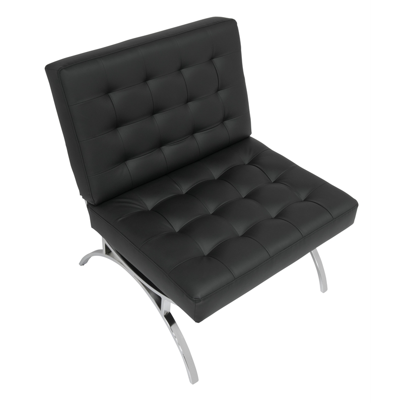 Studio Designs Home Newel Accent Chair Blended Leather and Chrome Frame / Black