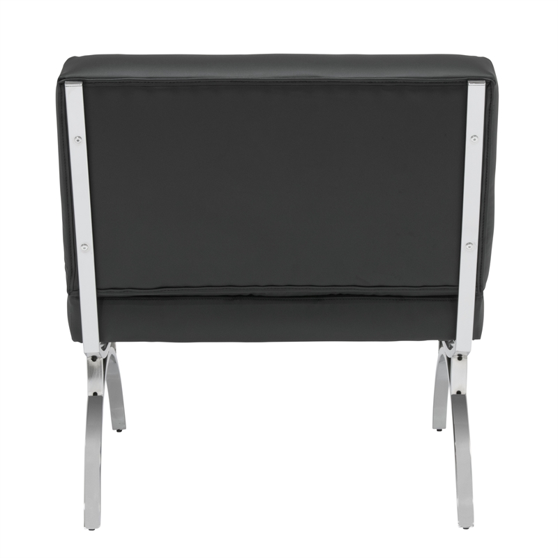 Studio Designs Home Newel Accent Chair Blended Leather and Chrome Frame / Black