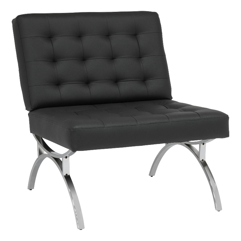 Studio Designs Home Newel Accent Chair Blended Leather and Chrome Frame / Black