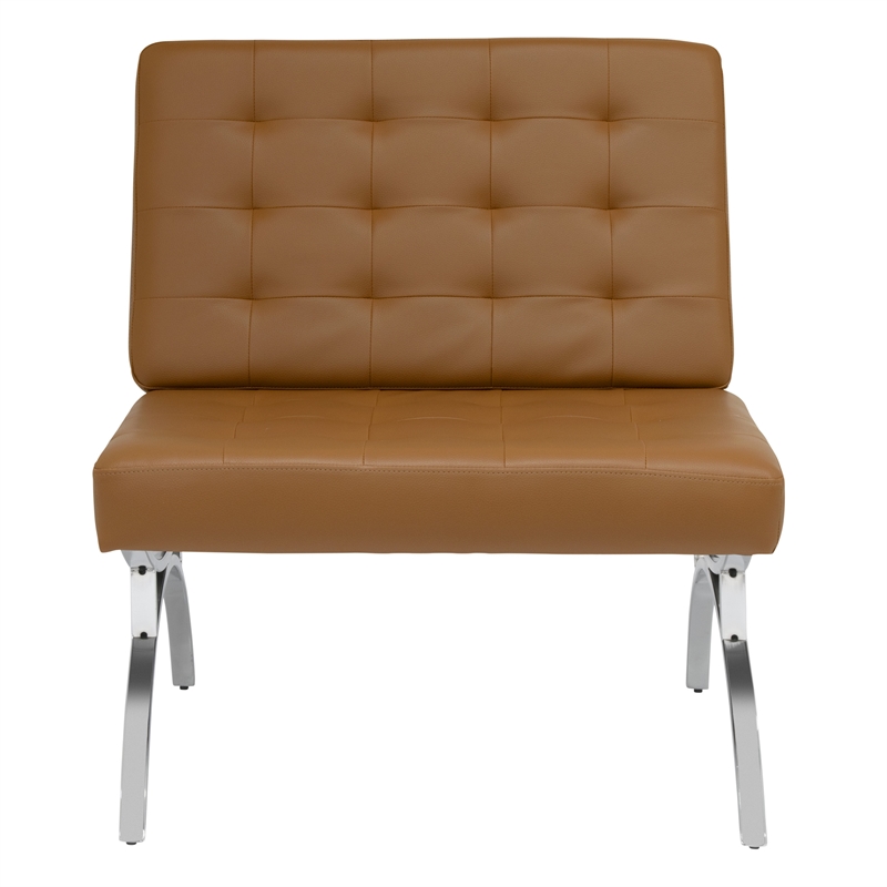 Studio Designs Home Newel Accent Chair Blended Leather and Chrome Frame /  Brown