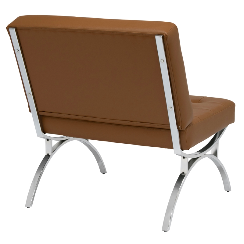 Studio Designs Home Newel Accent Chair Blended Leather and Chrome Frame /  Brown