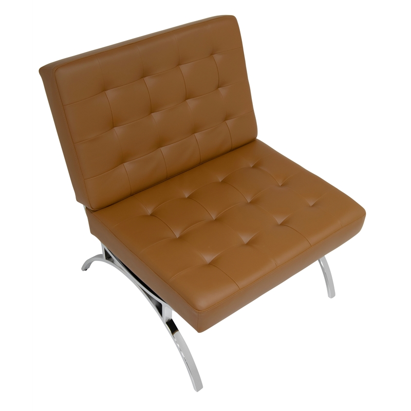 Studio Designs Home Newel Accent Chair Blended Leather and Chrome Frame /  Brown