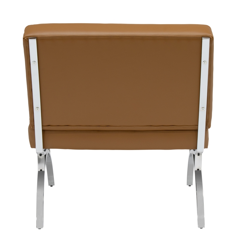 Studio Designs Home Newel Accent Chair Blended Leather and Chrome Frame /  Brown