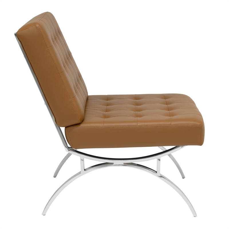 Studio Designs Home Newel Accent Chair Blended Leather and Chrome Frame /  Brown