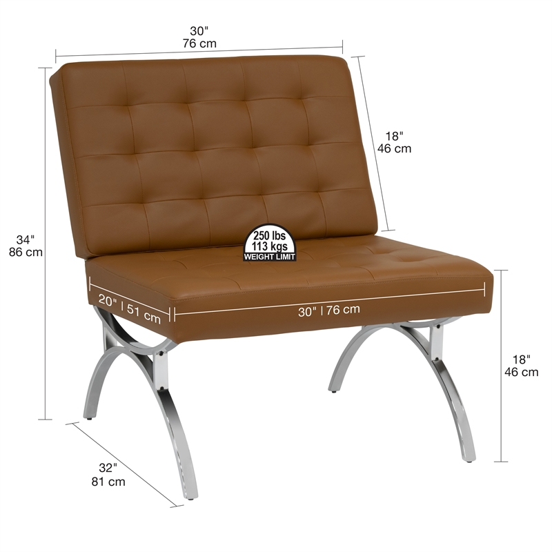 Studio Designs Home Newel Accent Chair Blended Leather and Chrome Frame /  Brown