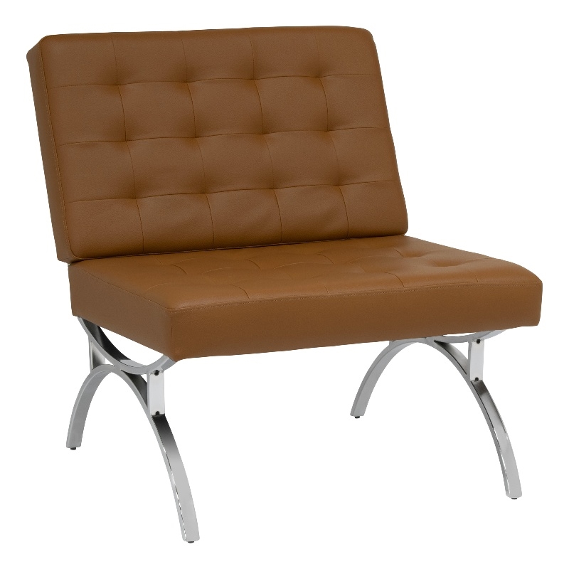 Studio Designs Home Newel Accent Chair Blended Leather and Chrome Frame /  Brown