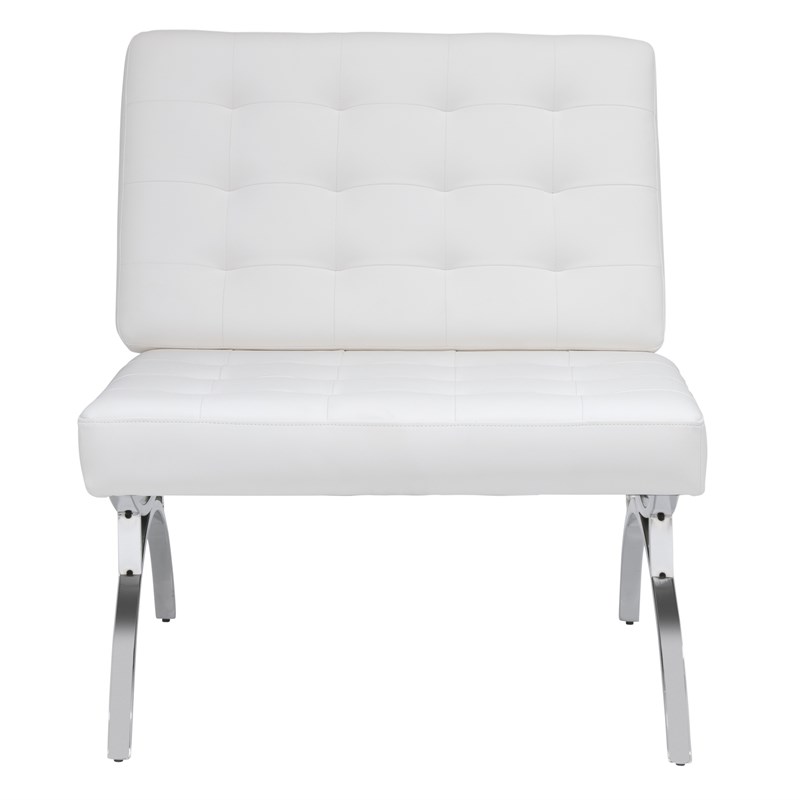 Studio Designs Home Newel Accent Chair Blended Leather and Chrome Frame / White