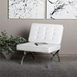 Studio Designs Home Newel Accent Chair Blended Leather and Chrome Frame / White