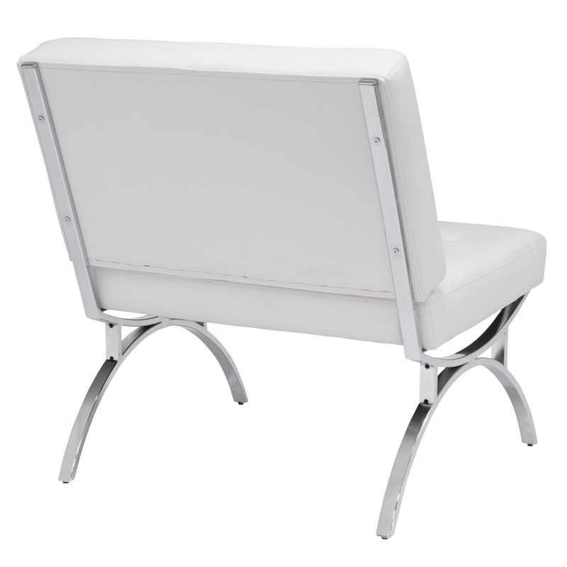 Studio Designs Home Newel Accent Chair Blended Leather and Chrome Frame / White