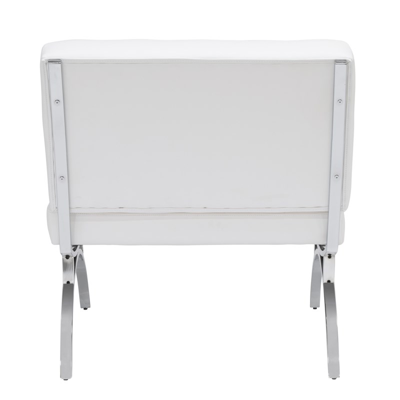 Studio Designs Home Newel Accent Chair Blended Leather and Chrome Frame / White