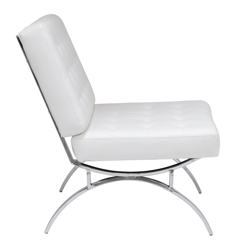 Studio Designs Home Newel Accent Chair Blended Leather and Chrome Frame / White