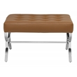 Studio Designs Home Newel Ottoman Blended Leather / Chrome Metal Frame / Caramel