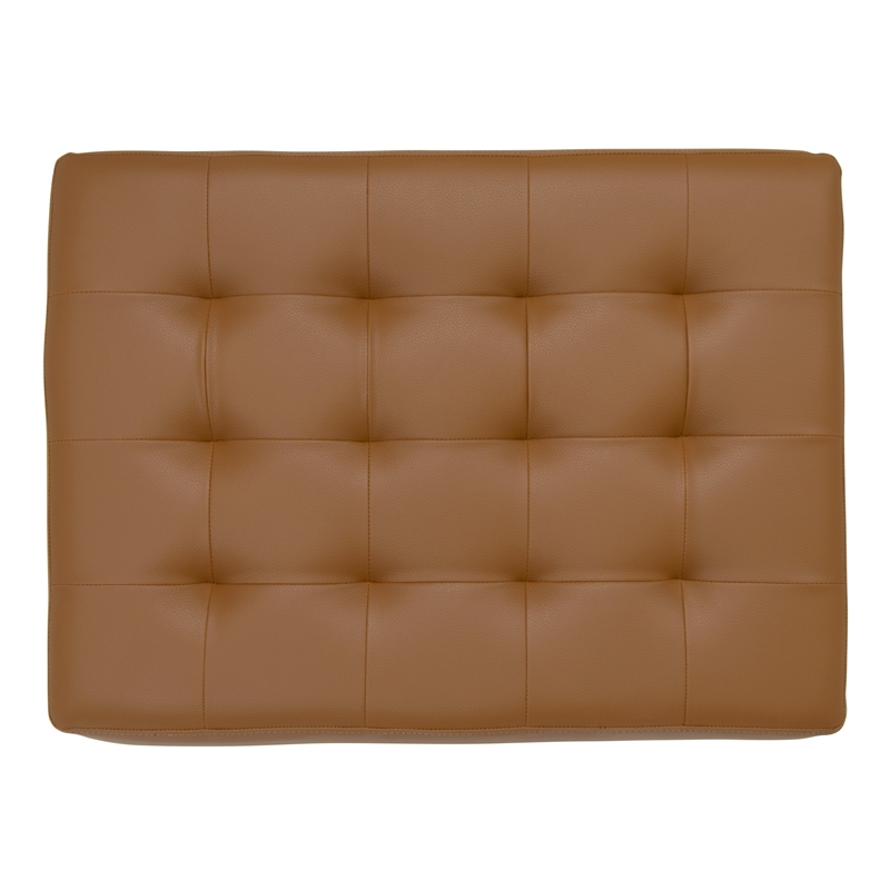 Studio Designs Home Newel Ottoman Blended Leather / Chrome Metal Frame / Caramel