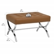 Studio Designs Home Newel Ottoman Blended Leather / Chrome Metal Frame / Caramel